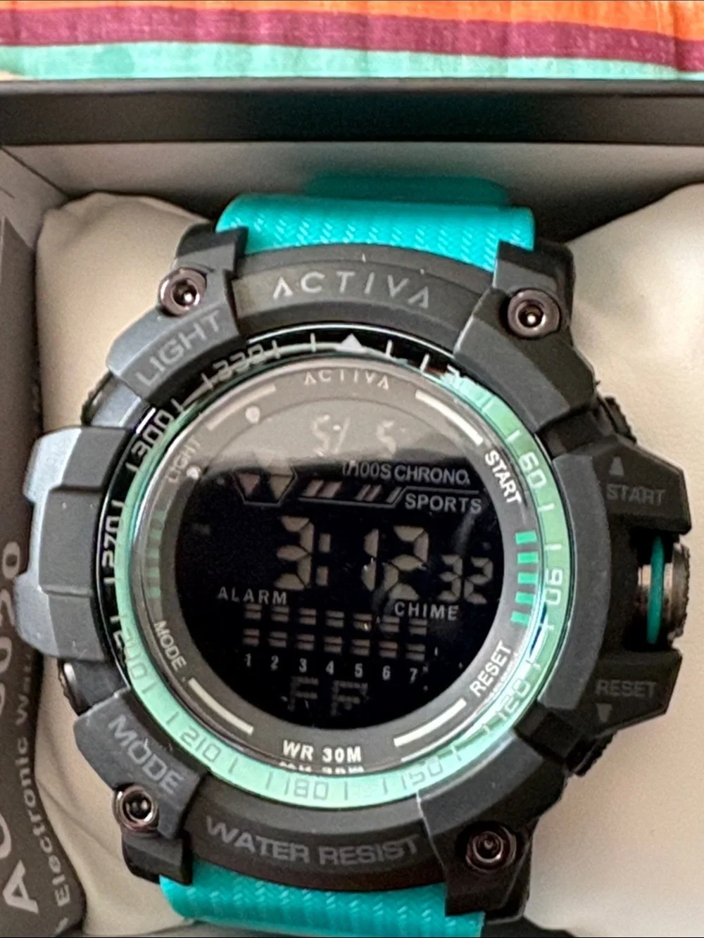 New Invicta Activa ACW8020-006 Mens Digital Sports Watch Teal Black Rubber Alarm